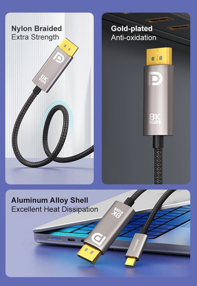 Cáp Displayort to Type C chuyển đổi 2 chiều 8K 60hz 4K 144hz 2K 240hz ...