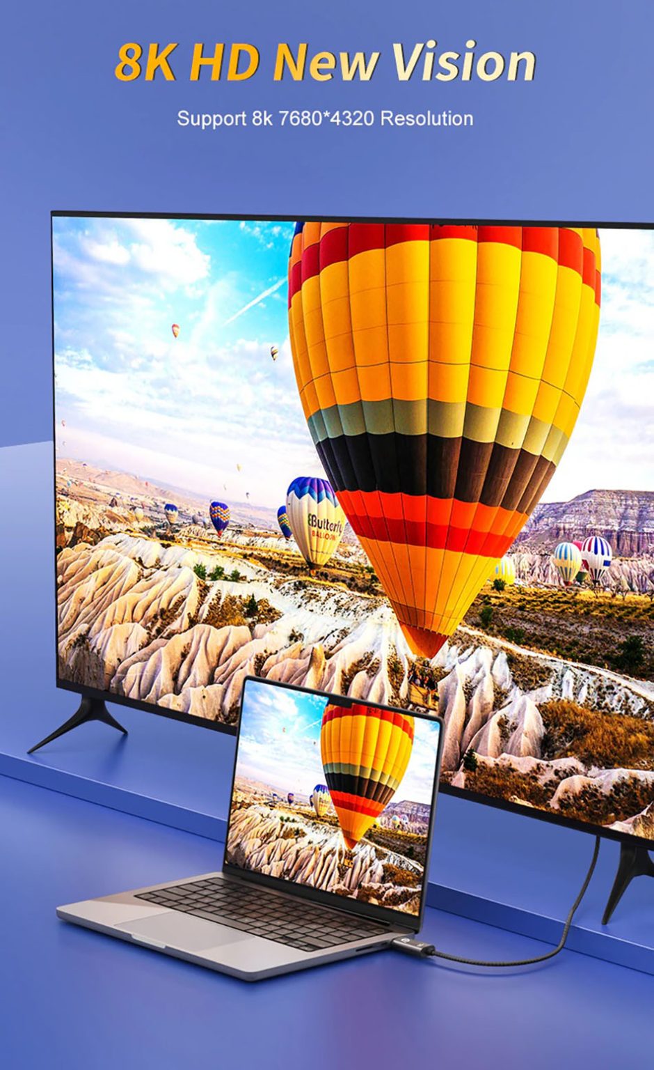 Cáp Displayort to Type C chuyển đổi 2 chiều 8K 60hz 4K 144hz 2K 240hz ...