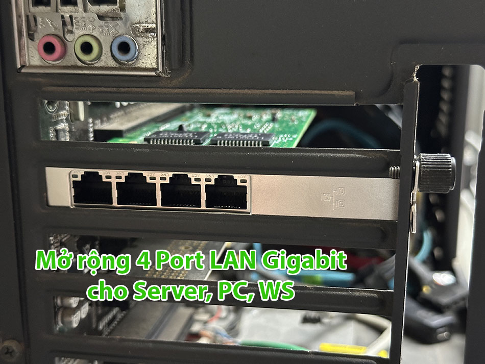 Card mạng PCIE 4x to 4 Port LAN Gigabit Ethernet chip intel i350-T4 cho PC, Server, Workstation