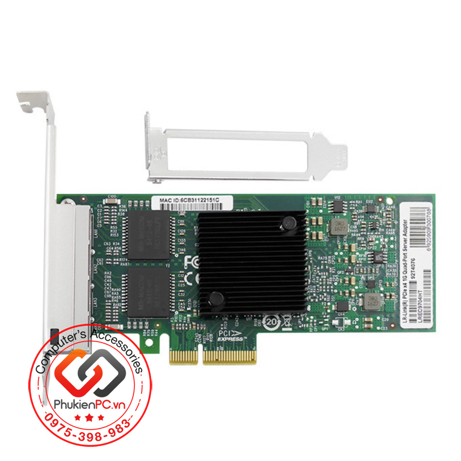 Card mạng PCIE 4x to 4 Port LAN Gigabit Ethernet chip intel cho PC, Server, Workstation