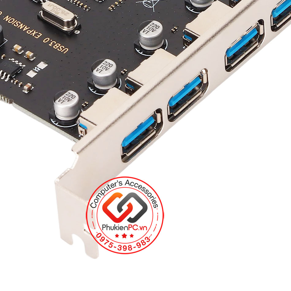 Card PCIe x1 to 4 USB 3.0 chipset VL805 không cần nguồn phụ cho PC, máy tính đồng bộ