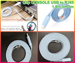Dây cáp Console USB sang RJ45 dài 1.8M 3M 5M cấu hình server, Router, Cisco