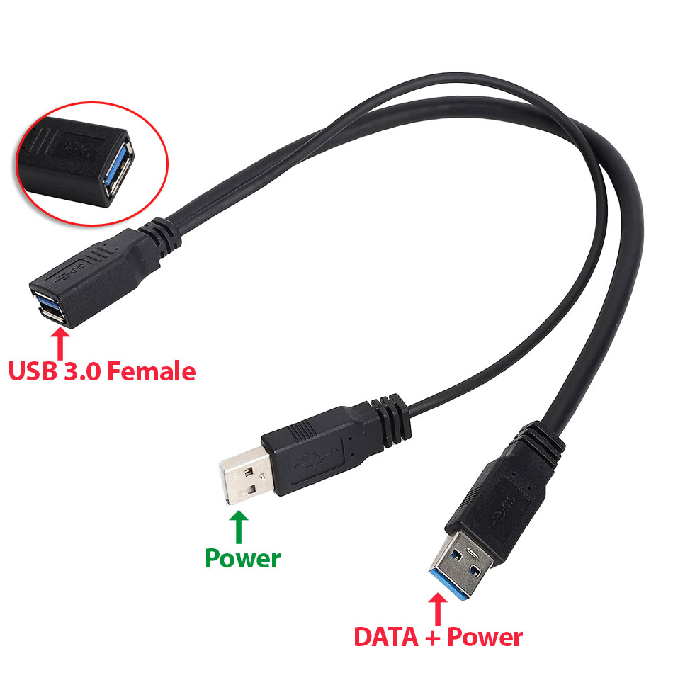 Cáp nối dài USB 3.0 chữ Y có nguồn phụ bổ sung