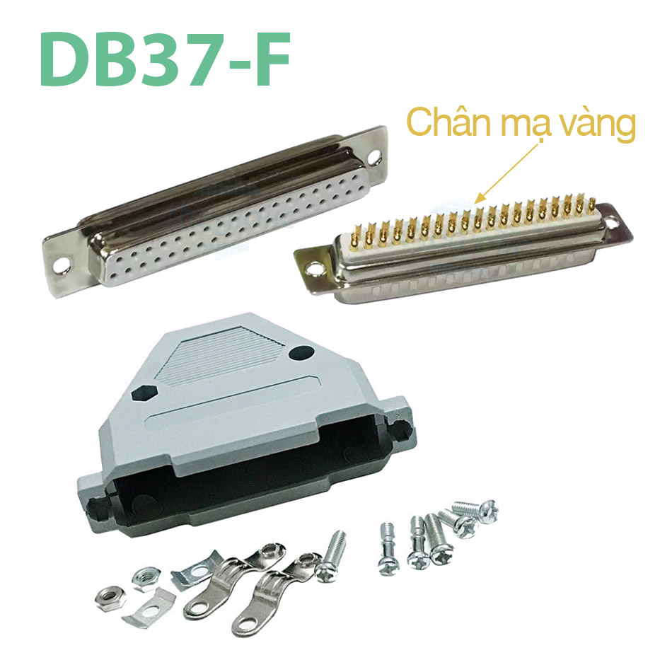 Đầu hàn COM DB37 Famale mạ vàng 2U kèm vỏ ốp Nhựa vặn ốc vít