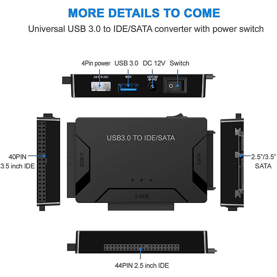 Cáp USB 3.0 to HDD SSD DVD SATA/IDE 44pin 40pin 2.5 inch 3.5 inch nối ổ cứng ra USB máy tính