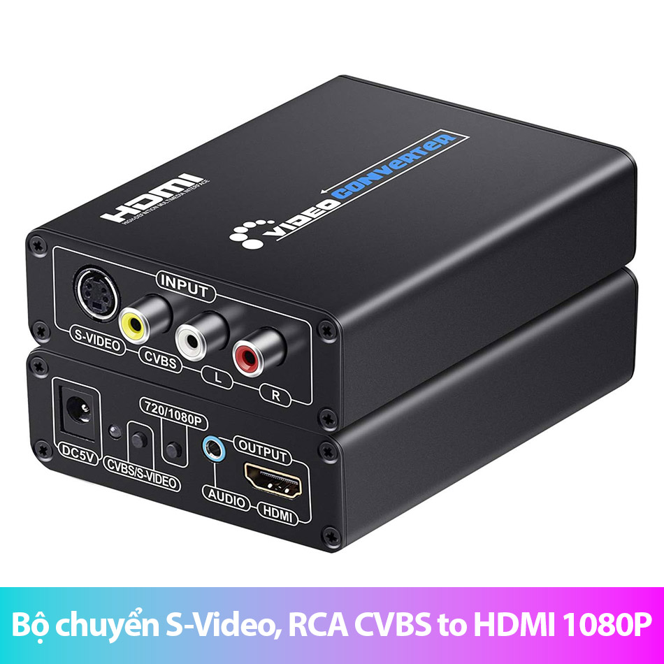Bộ chuyển đổi RCA CVBS, S-video sang HDMI 1080P chống nhiễu, chất lượng cao