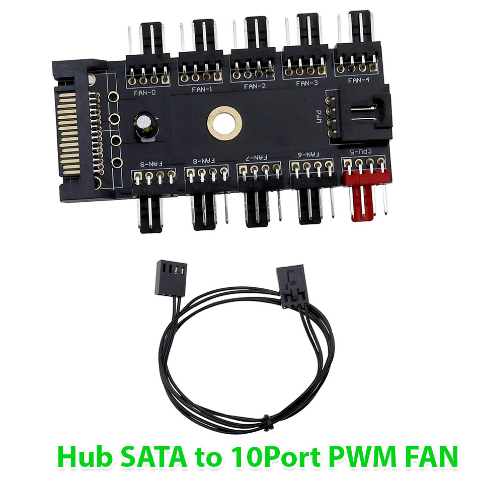 Hub chia 10 cổng PWM FAN LED RGB cấp nguồn qua SATA