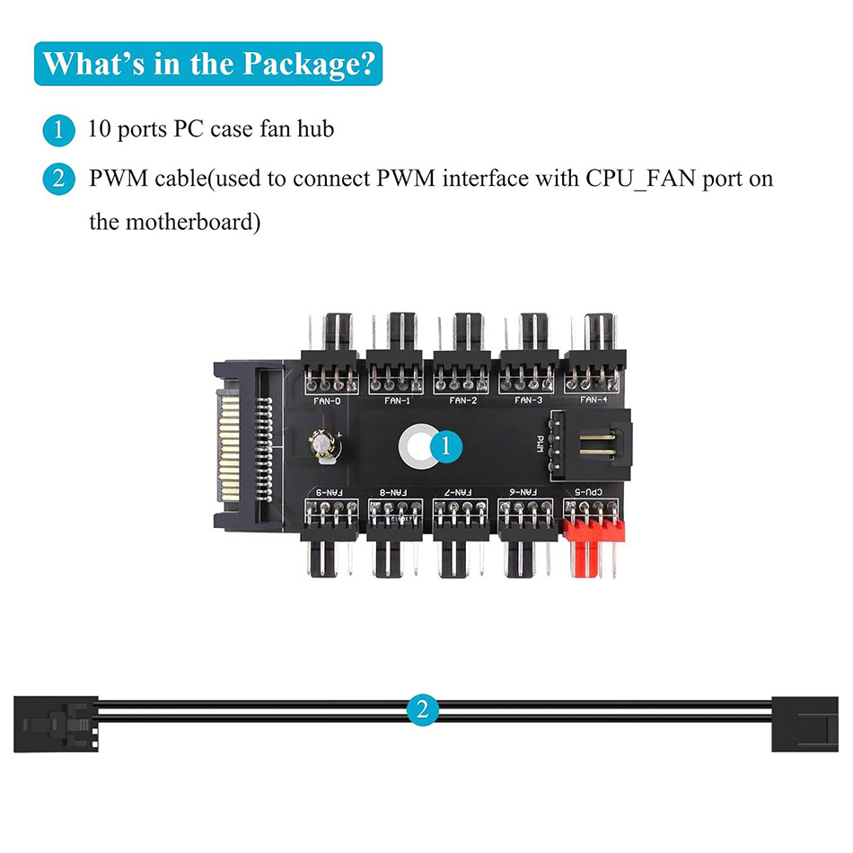 Hub chia 10 cổng PWM FAN LED RGB cấp nguồn qua SATA