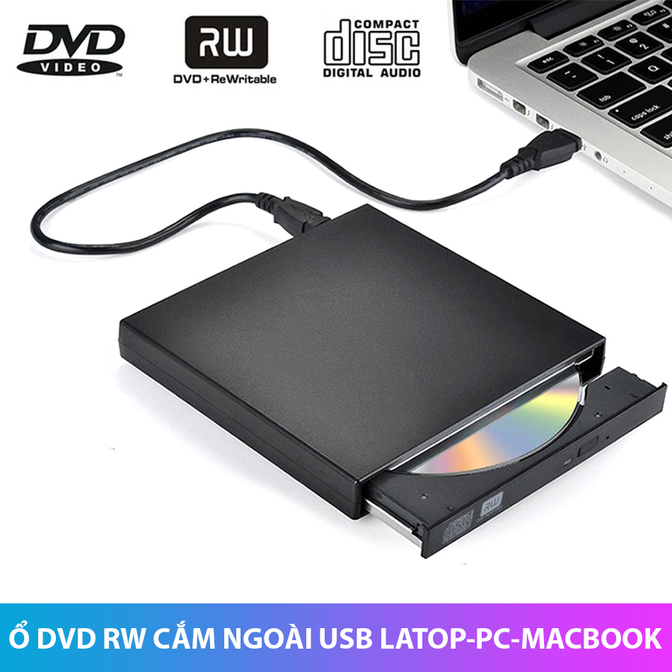 Ổ đĩa quang đọc ghi đĩa CD DVD-RW cắm ngoài USB cho Laptop, PC