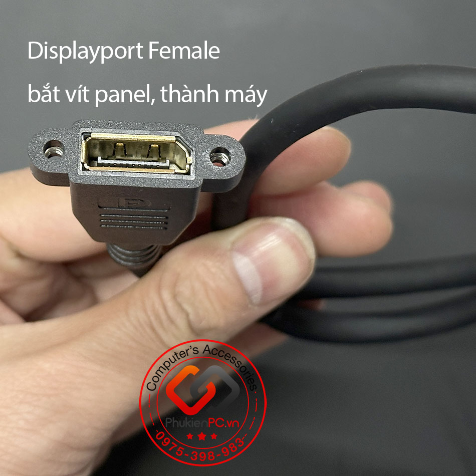 Dây cáp Displayport đực-cái nối dài bắt vít 0.5M