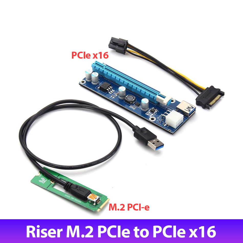 Riser M.2 PCIe to PCIe 16X lắp đặt Card VGA, PCIE dữ liệu LAN COM LPT