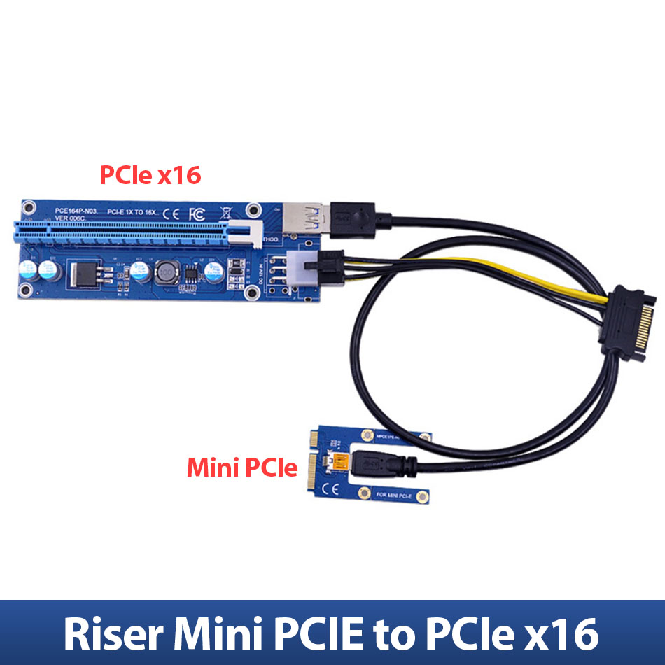 Riser Mini PCIE to PCIE 16x lắp thêm card PCIE cho Laptop máy tính công nghiệp