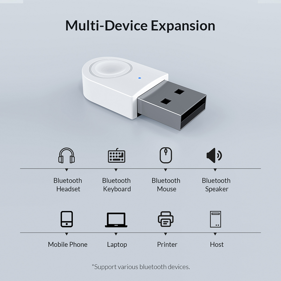 USB phát Bluetooth 5.0 cho PC, Laptop thương hiệu Orico kết nối tai nghe, loa bluetooth