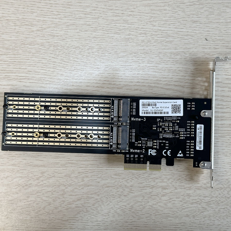 Card PCIe 3.0 x4 to 4 M.2 NVMe SSD 22110 2280 gắn 4 ổ cứng M2 NVMe cho PC, Server, WS