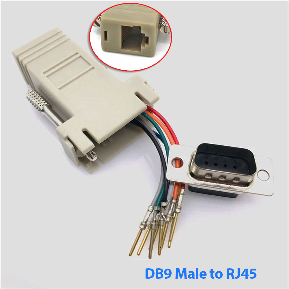 Đầu chuyển đổi DB9 Male to RJ45 Adapter Connector rs232 modular cab-9as-fdte