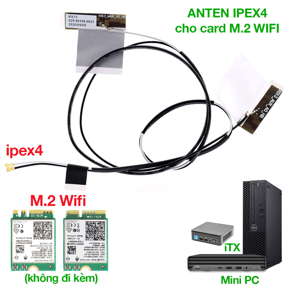 Anten dán trong ipex4 cho card M.2 Wifi ngff, tăng tốc độ thu wifi cho máy tính PC, mini pc, itx