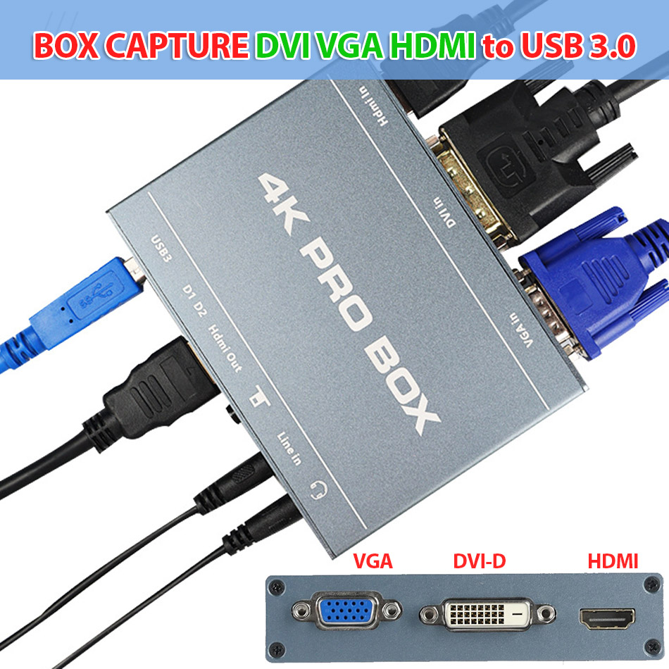 Box ghi hình capture DVI-D HDMI VGA to USB 3.0 FULL HD1080P máy siêu âm, nội soi