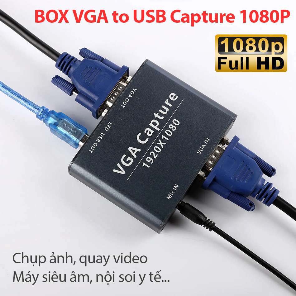 Box ghi hình capture VGA to USB 3.0 FULL HD1080P máy siêu âm, nội soi
