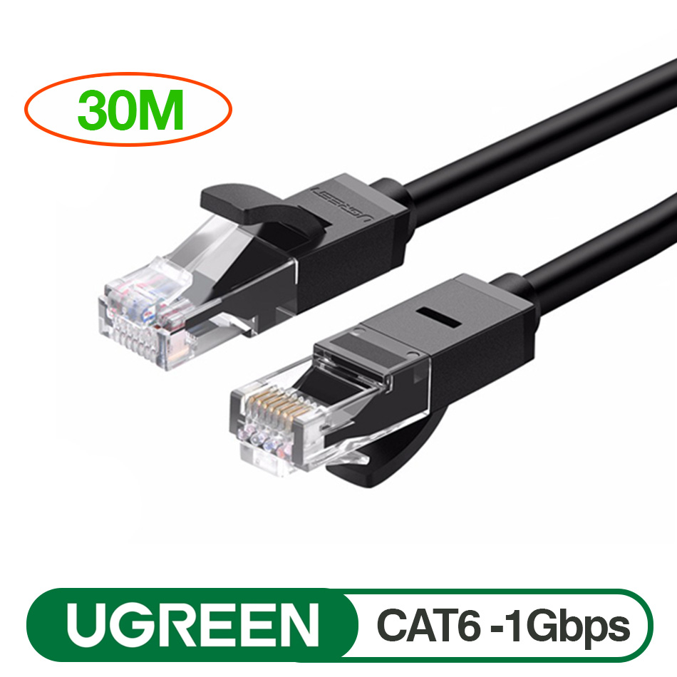 Dây mạng CAT6 UTP Ugreen 20168 dài 30M. Kết nối mạng LAN tốc độ 1000mbps (1Gb/s)