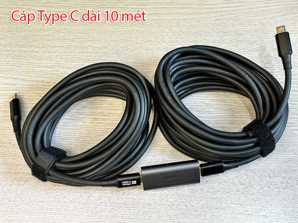Cáp Type C to Type C dài 5M 10M 15M 20M cho máy ảnh, camera, màn hình 4K, 5K (PD100W, 8K 4K, USB 20Gbps, 5 Gbps)