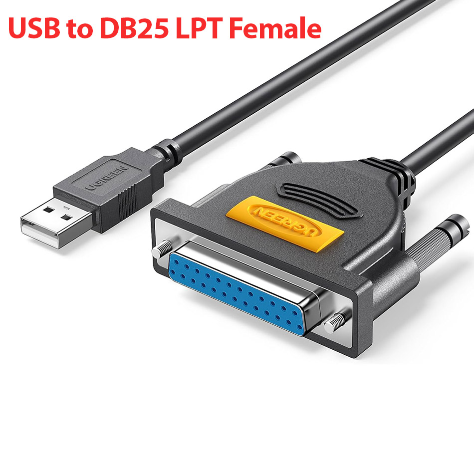 Cáp máy in USB to DB25 Parallel (25 Pin chân cái) Ugreen 20224 hỗ trợ WIN XP 7 10 11