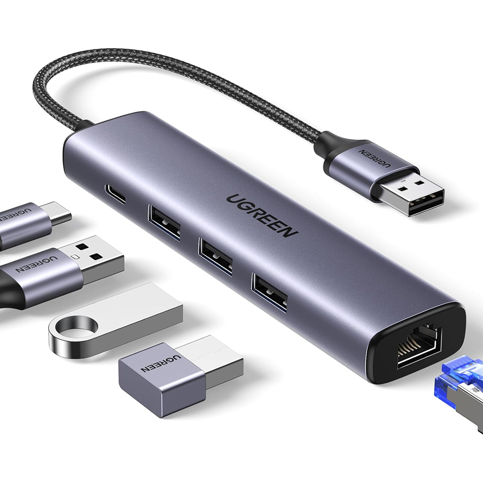 Cáp chia USB 3.0 3 Port kèm cổng Ethernet LAN 1000Mb Ugreen 60554 cho Laptop, Macbook