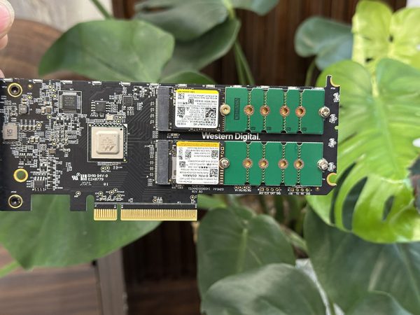 Card PCIe 3.0 x8 gắn 2 SSD NVMe 2280 đọc ghi Up to 6500/4100 lưu trữ dữ ...