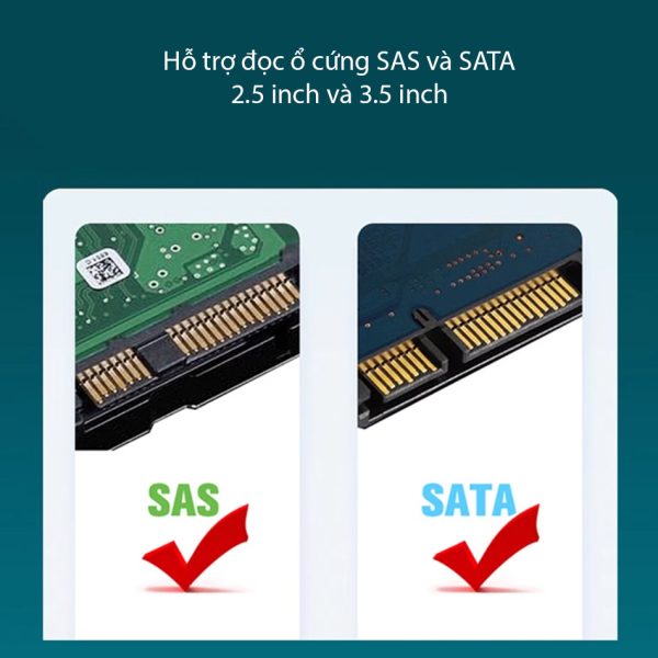 Thiết bị đọc dữ liệu ổ cứng SAS/SATA server sang USB 5 Gbps sử dụng sao ...