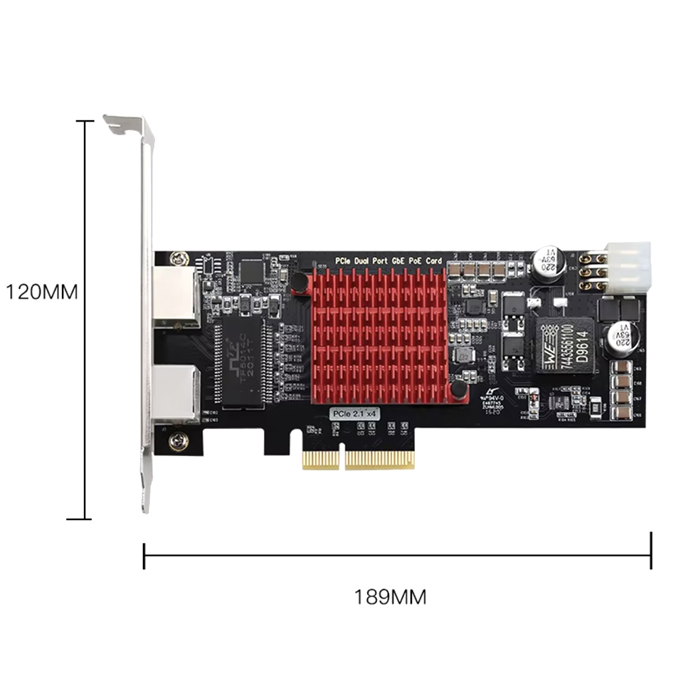 Card Mạng POE 2 Port 4 Port Lan Gigabit Ethernet GBE Vision PCI-E X4 chip Intel i350