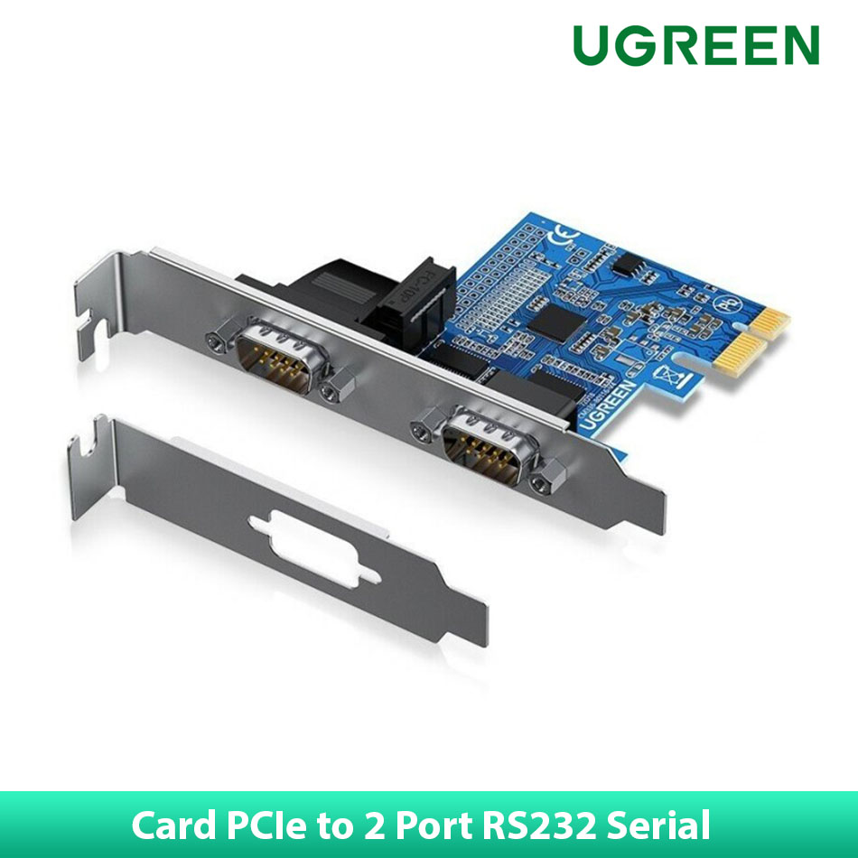 Card PCI-E to 2 Serial RS232 Ugreen 80116 chính hãng, mở rộng 2 cổng COM cho máy tính bàn PC, đồng bộ