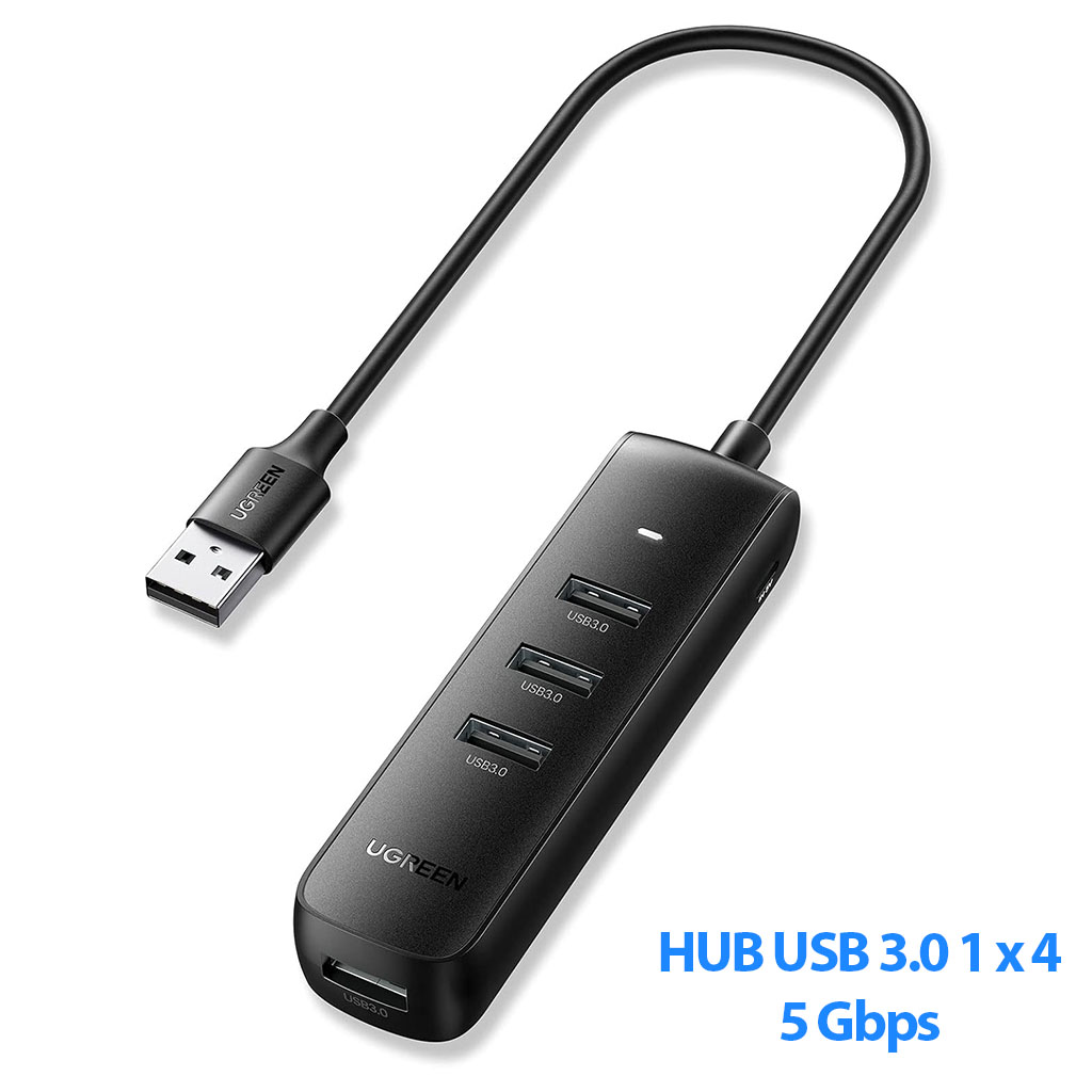 Bộ chia USB 3.0 1 ra 4 USB 3.0 5 Gbps dây ngắn nhỏ gọn 0.15M 1M Ugreen 10915, 80657