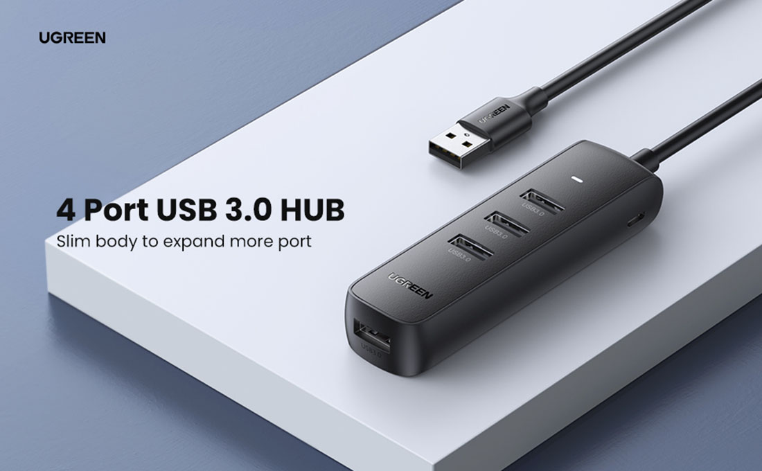 Bộ chia USB 3.0 1 ra 4 USB 3.0 5 Gbps dây ngắn nhỏ gọn Ugreen 10915