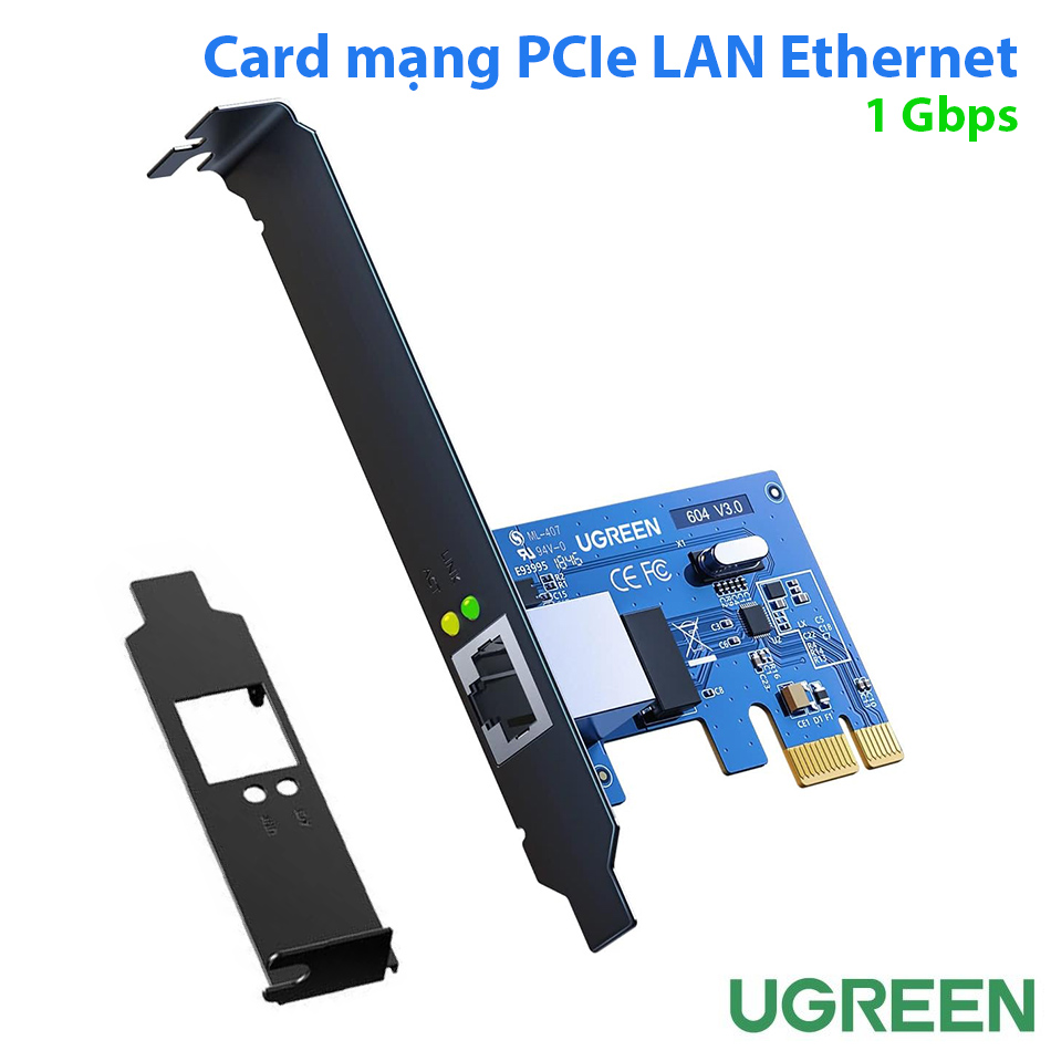 Card mạng PCIe  to LAN Ethernet Gigabit 100/1000 Mbps Ugreen 30771 cho PC, máy tính đồng bộ MT SFF