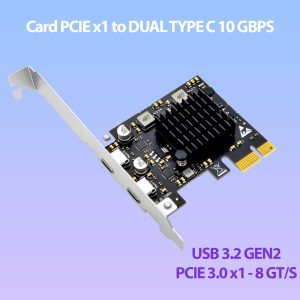 Card mở rộng 2 cổng Type C dữ liệu cho máy tính PC, đồng bộ DELL HP Lenovo