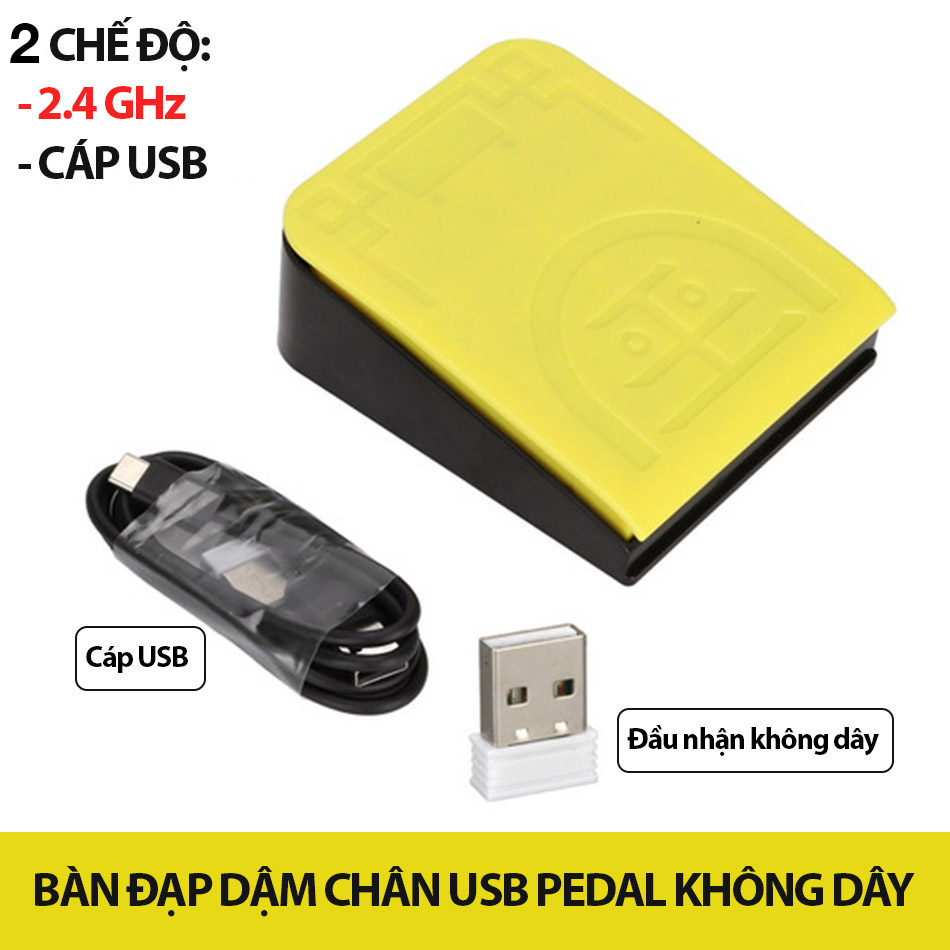 USB Foot Switch pedal bàn đạp dậm chân không dây 2.4 Ghz chụp ảnh máy siêu âm, nội soi y tế