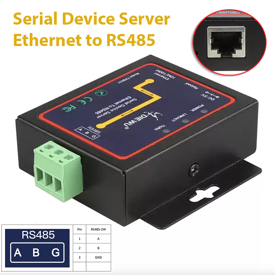 Bộ chuyển đổi Ethernet RJ45 to RS485 Converter Industrial Serial Device Server Ethernet Adapter TCP/RTU/UDP Converter