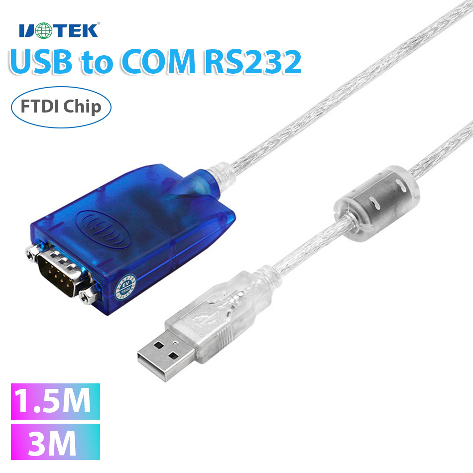 Cáp chuyển đổi USB to COM Rs232 FTDI chip thương hiệu UTEK dài 1.5M 3M