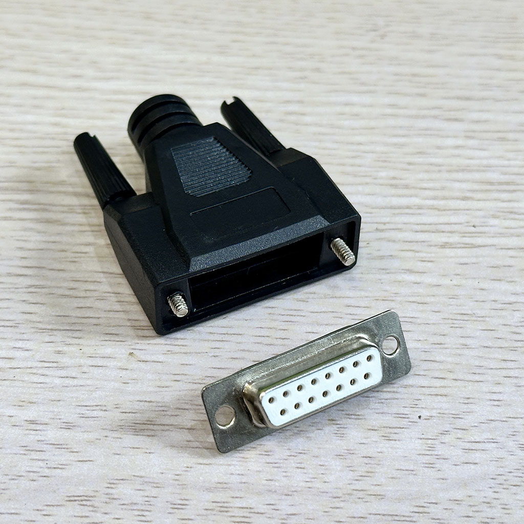 Đầu hàn COM DB15 (2 hàng) Male Female đực cái mạ vàng kèm ốp nhựa mềm