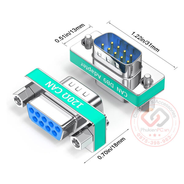 Đầu nối RS232 Serial DB9 CAN BUS Terminal 120 Ohm Đực Cái, Cái Cái, Đực Đực
