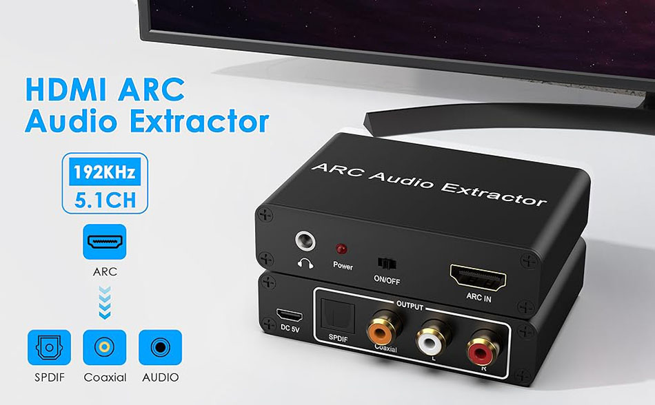 HDMI ARC eARC to RCA Optical Coxial 3.5mm kết nối Tivi ra âm ly, loa, soundbar dàn âm thanh