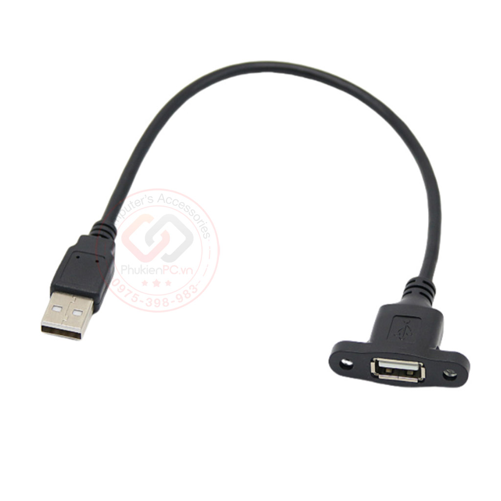 Dây cáp USB 2.0 nối dài đực-cái bắt vít đầu đúc chống bụi, han rỉ 0.3M 0.6M 1M 1.5M 2M 3M 5M