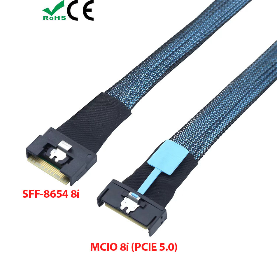 Dây cáp PCIE 5.0 Mcio 8i to SFF-8654 8i
