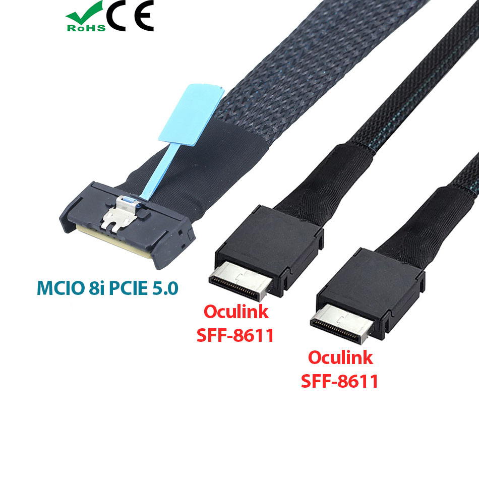 Cáp chuyển đổi MCIO 8i SFF-TA-1016 to 2 X Oculink 4i SFF-8611