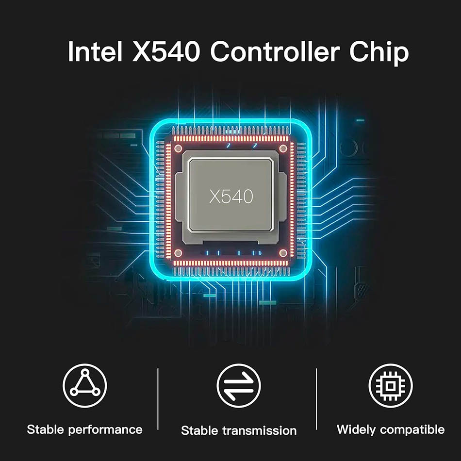 Card Mạng LAN Ethernet Intel X540-T2 Dual Port 10G cho PC, Server Workstation