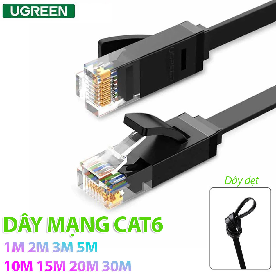 Cáp mạng dẹt LAN RJ45 CAT6 tốc độ 1Gb Ugreen dài từ 1M 2M 3M đến 30M