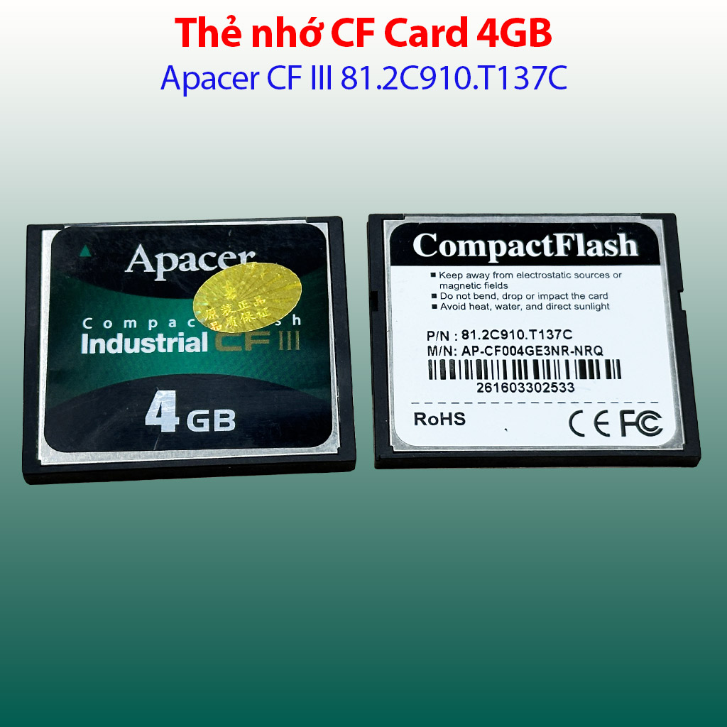 Thẻ nhớ CF Card industrial 4GB Apacer cho máy CNC, PLC