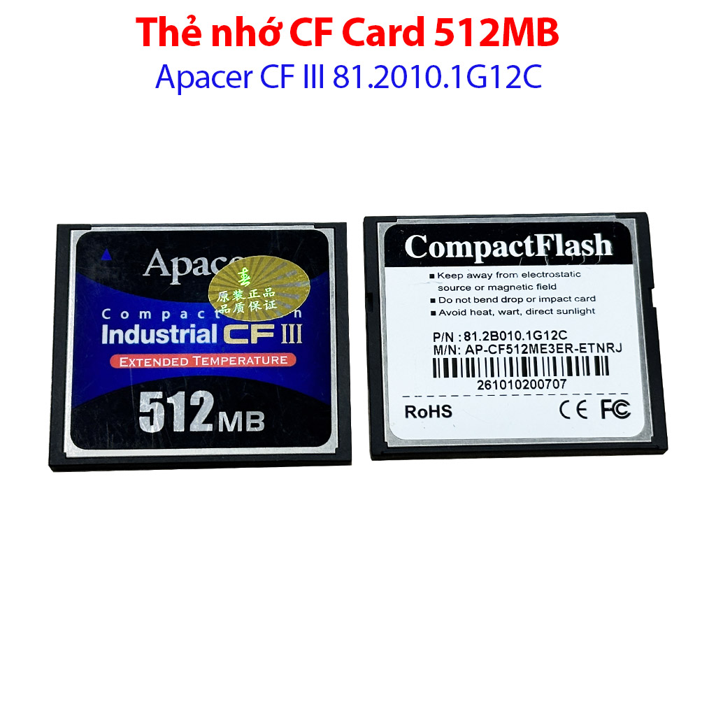 Thẻ nhớ CF Card industrial 512MB Apacer cho máy CNC, PLC