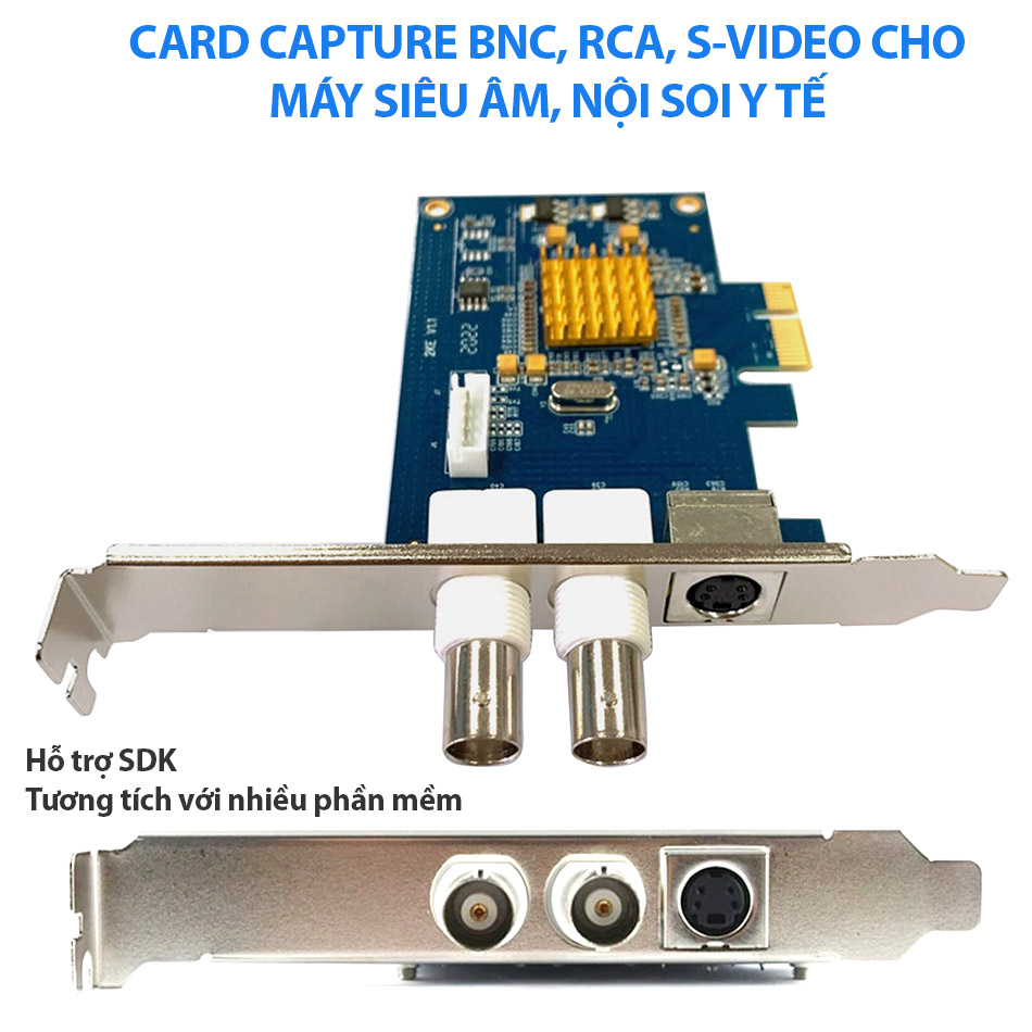 Card PCIe ghi hình 2 cổng BNC RCA, S-video hỗ trợ SDK, nền web cho máy siêu âm, nội soi