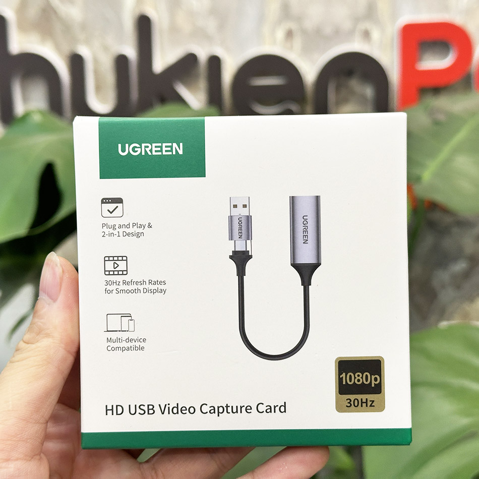 Cáp HDMI sang USB Type C, USB-A Capture 1080P60hz lưu hình ảnh siêu âm nội soi vào máy tính Ugreen 40189