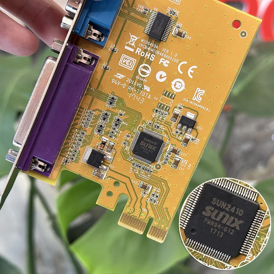 Card PCIe to COM RS232 DB25 Parallel LPT Sunix MI06469A 05R3FC DELL SUN2410 chất lượng cao cho máy tính bàn, đồng bộ